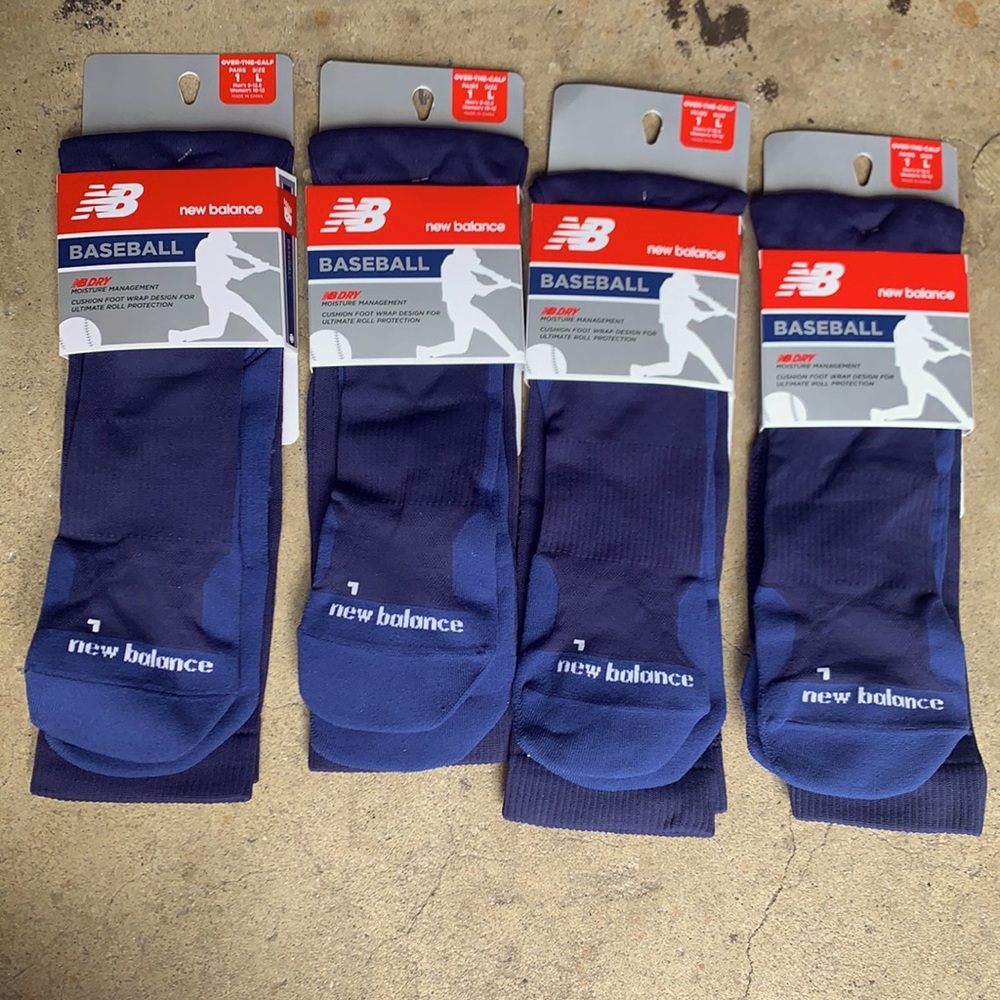 New Balance Baseball Socks- Navy, 4 Pairs